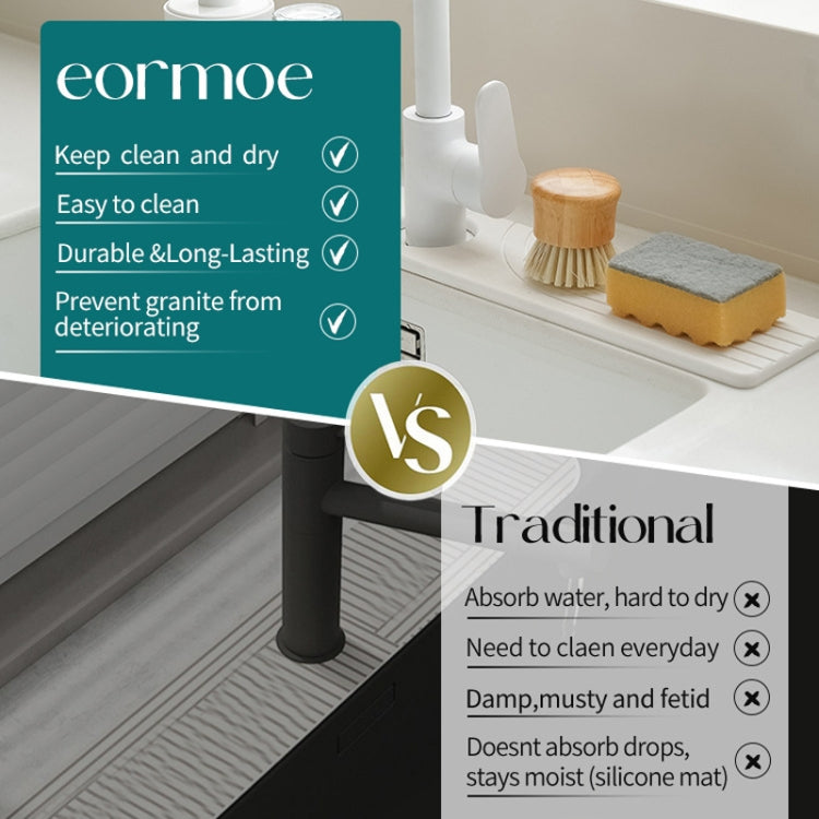 Faucet Sink Drying Mat Diatomaceous Earth Stone Splashproof Absorbent Sink Drainage Mat, Color: K02 Dark Gray(40x10cm) by bashfashion