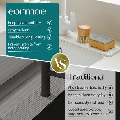 Faucet Sink Drying Mat Diatomaceous Earth Stone Splashproof Absorbent Sink Drainage Mat, Color: K02 Dark Gray(40x10cm) by bashfashion