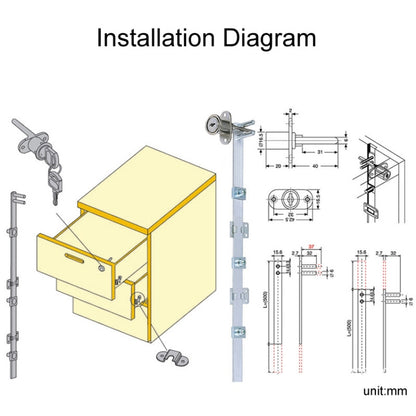 Home Office Desk Drawer Triple Connect File Cabinet Lock, Style: Side Black by bashfashion