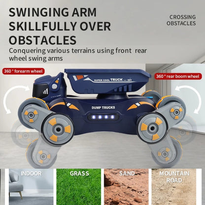 Eight Wheel Stunt Robot Dog Smart Gesture Sensor RC Kids Toy Car With Lights Music Spray Car, Style: Tank Green Single RC by bashfashion