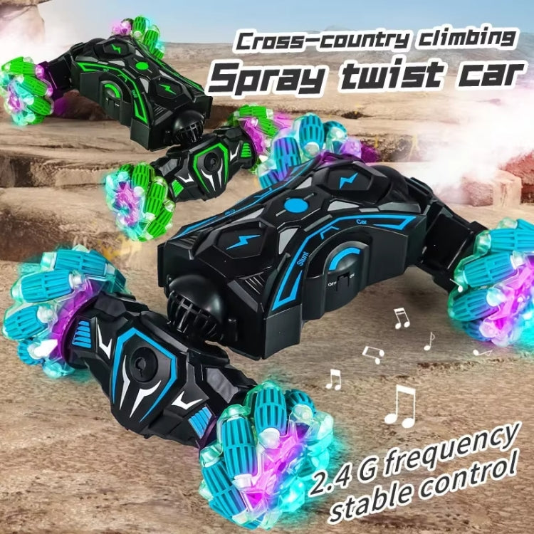 2.4G Spray RC Car Gesture Sensor Music Lights Twist Stunt Drift Car Double Side Driving Buggy Toy, Color: Handle+Watch RC Blue by bashfashion