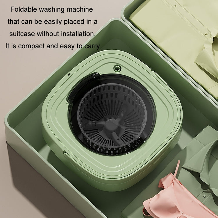 Fully Automatic Mini Foldable Washing Machine With Dehydration Function, Size: EU Plug(Green) by bashfashion