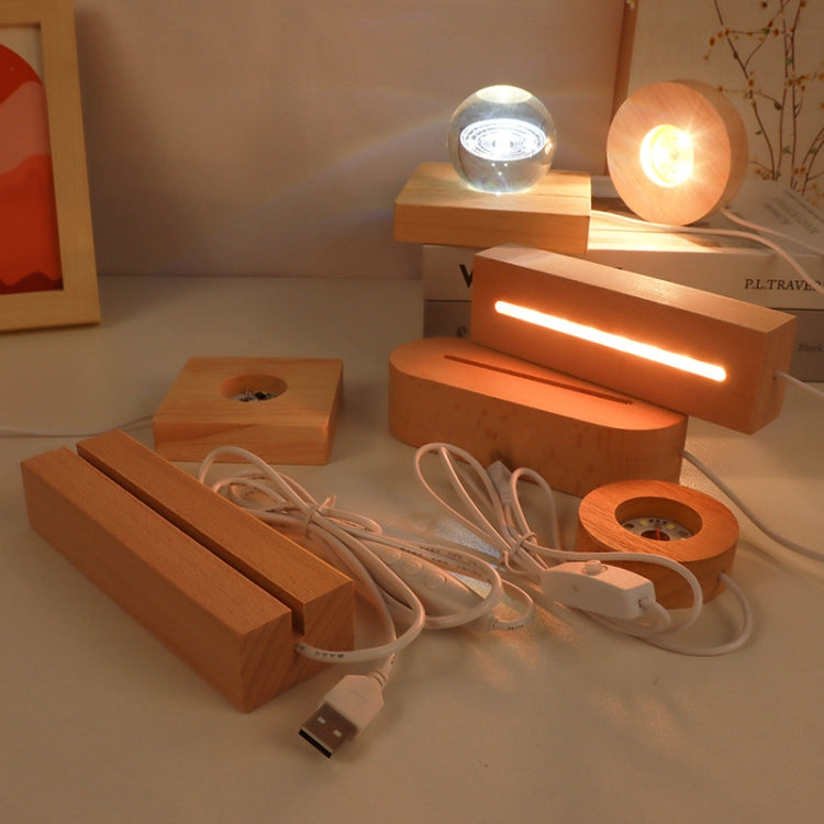 LED Light Solid Wood Luminous Base for Resin Art Acrylic Glass Lights Rectangular 18cm(White Light) by bashfashion