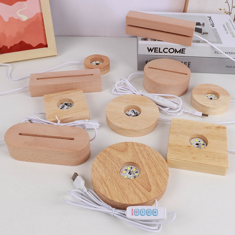 LED Light Solid Wood Luminous Base for Resin Art Acrylic Glass Lights Rectangular 18cm(Warm Light) by bashfashion