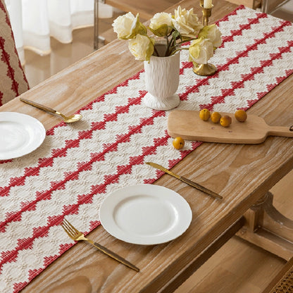 33x224cm Christmas Towel Embroidery Table Flag Simple Tablecloths(Christmas Tree Wave) by bashfashion