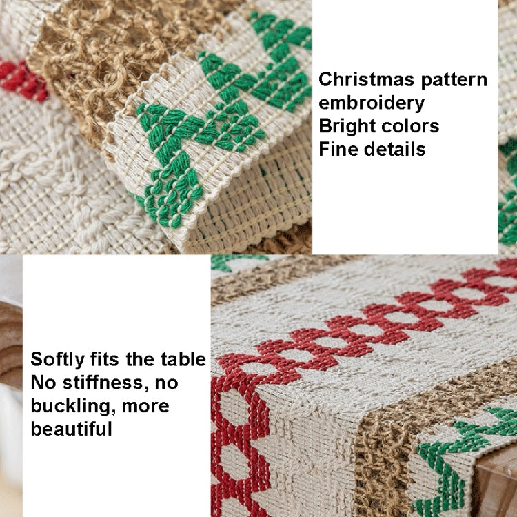 33x183cm Christmas Towel Embroidery Table Flag Simple Tablecloths(Christmas Tree Wave) by bashfashion