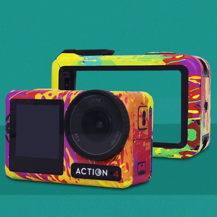 For DJI Action 4 Motion Camera Stickers All Inclusive Photo Frame Color Changing Stickers Accessories, Style: AC4-17 Snake Scale Red by bashfashion