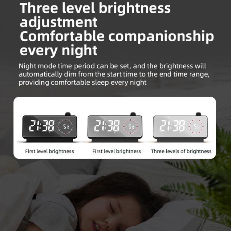 Multi-Functional LED Screen Mirror Charging Alarm Clock Reminder Visual Timer(White) by bashfashion