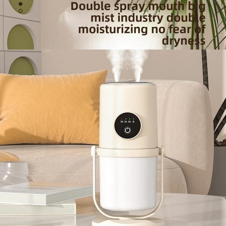 Desktop Dual Port Humidifier Portable Mini Air Purifier With Nightlight, Color: Beige+Base by bashfashion