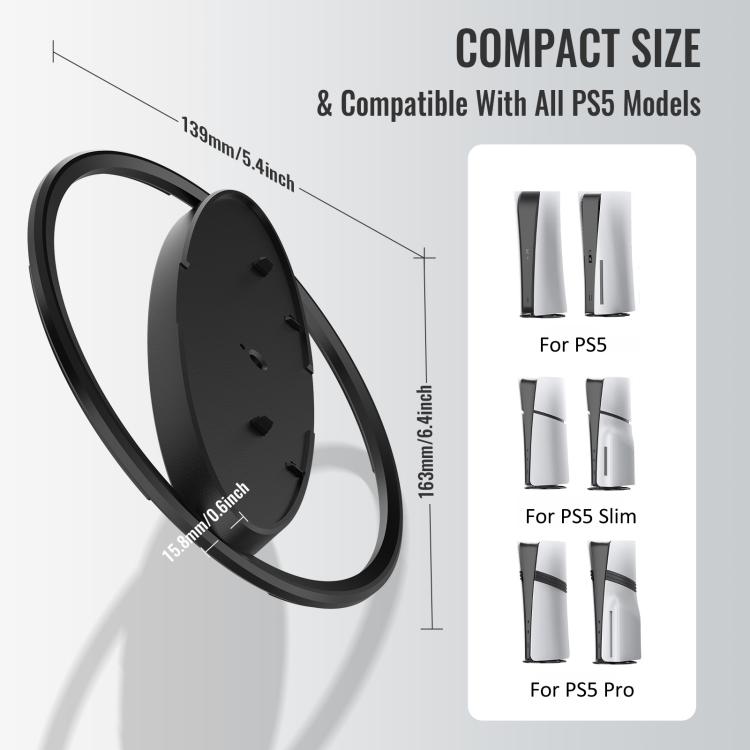 For PS5 / PS5 Slim / PS5 Pro Game Console Desktop Vertical Stand Non-Slip Base(Black) by bashfashion