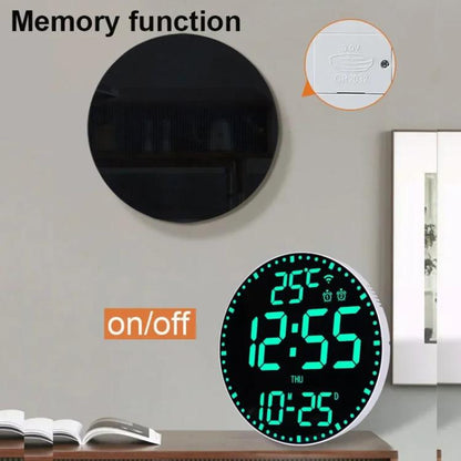Wifi App Control LED Digital Wall Clock With RGB Light Multi-Functional Alarm Clock(White Shell Black Surface) by bashfashion