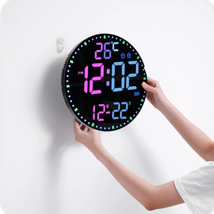 11.6-Inch RGB Wall Clock With Remote Control Multi-Functional Alarm Clock Black+Black by bashfashion