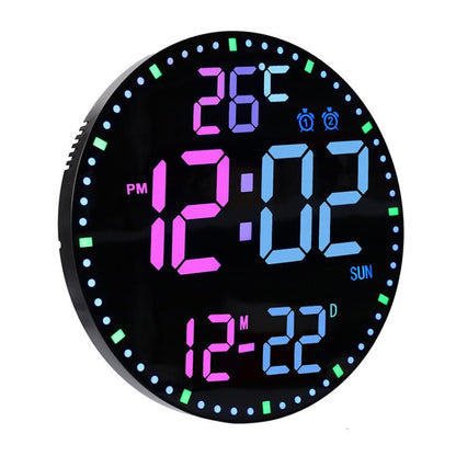 11.6-Inch RGB Wall Clock With Remote Control Multi-Functional Alarm Clock Bamboo+Black by bashfashion