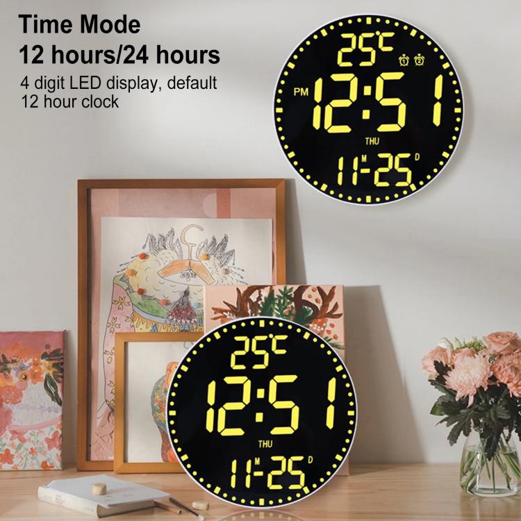 11.6-Inch RGB Wall Clock With Remote Control Multi-Functional Alarm Clock Bamboo+Cloth by bashfashion