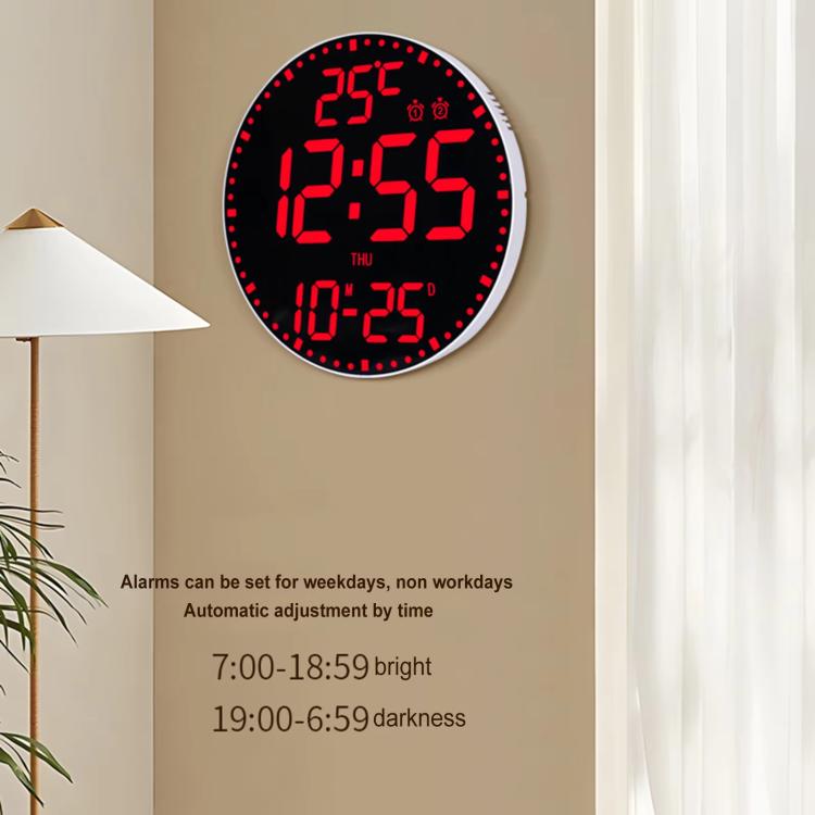 11.6-Inch RGB Wall Clock With Remote Control Multi-Functional Alarm Clock Bamboo+Black by bashfashion