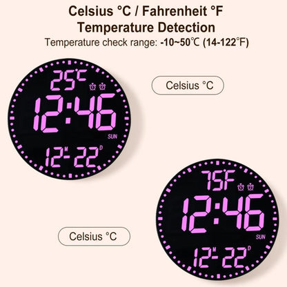 11.6-Inch RGB Wall Clock With Remote Control Multi-Functional Alarm Clock Bamboo+Black by bashfashion