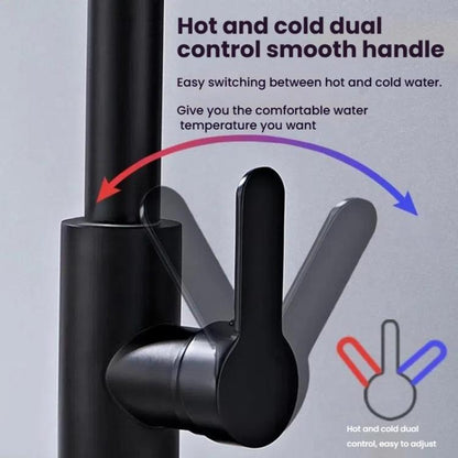 Non-pull-out Version 4 Modes Waterfall Kitchen Faucet Single Hole Hot/Cold Water Mixer Tap for Sink Black by bashfashion