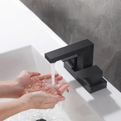 Dual Handle Two-Hole Bathroom Sink Faucet for Undermount Basin Separate Hot/Cold Water Controls, Spec: Brushed YH047 by bashfashion