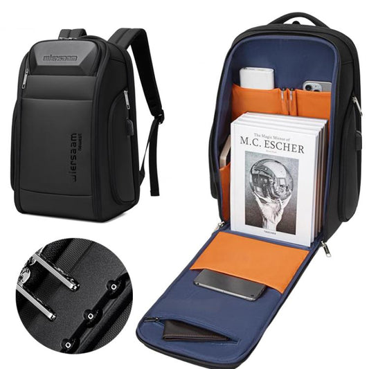 Wiersaam Men Waterproof Anti-Theft Business Backpack Travel Laptop Bag With USB Charging Port & Password Lock Middle by wiersaam