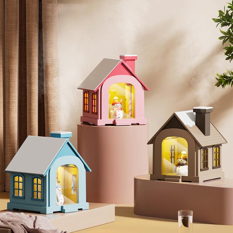 500ML Portable Mini Snow House Humidifier USB Desktop Snowman Colorful Ambient Light Air Humidifiers, Size: Rechargeable(Brown) by bashfashion