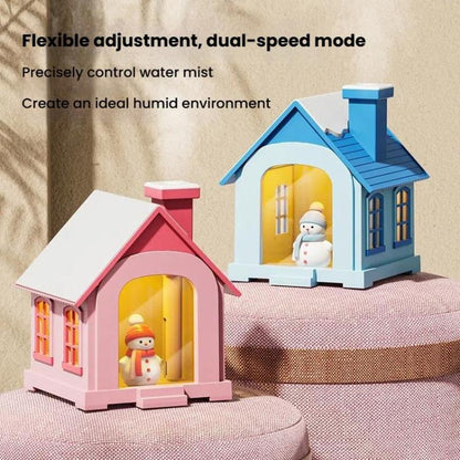 500ML Portable Mini Snow House Humidifier USB Desktop Snowman Colorful Ambient Light Air Humidifiers, Size: Rechargeable(Brown) by bashfashion