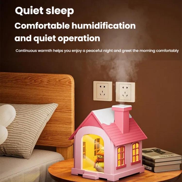 500ML Portable Mini Snow House Humidifier USB Desktop Snowman Colorful Ambient Light Air Humidifiers, Size: Rechargeable(Brown) by bashfashion