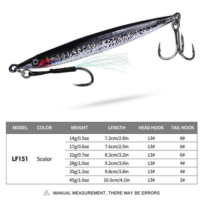28G PROBEROS LF151 Long-Distance Casting Sinking Lure 3D Fast-Draw Sea Fishing Mackerel Hook(B) by PROBEROS