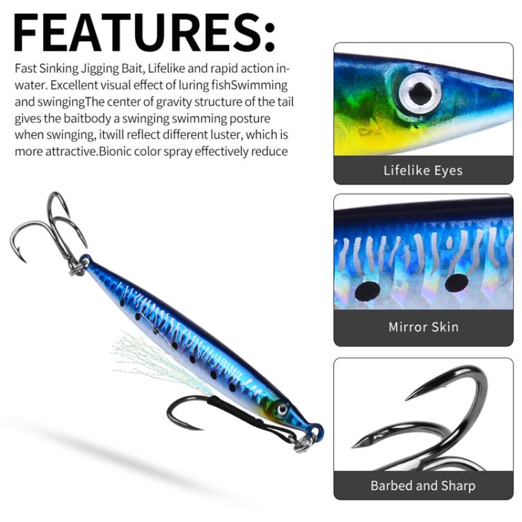 14G PROBEROS LF151 Long-Distance Casting Sinking Lure 3D Fast-Draw Sea Fishing Mackerel Hook(D) by PROBEROS