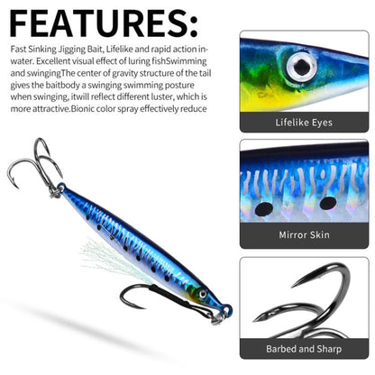 14G PROBEROS LF151 Long-Distance Casting Sinking Lure 3D Fast-Draw Sea Fishing Mackerel Hook(D) by PROBEROS