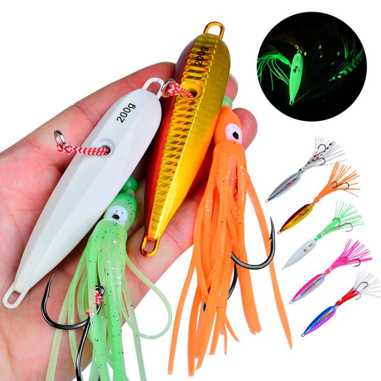 100G PROBEROS LF159 Luminous Bearded Squid Hook Slow Cranking Road Runner Iron Plate Bionic False Bait(A) by PROBEROS
