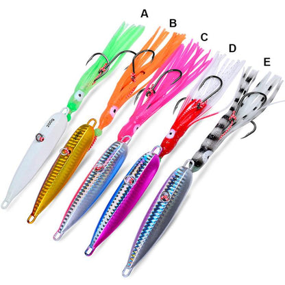 120G PROBEROS LF159 Luminous Bearded Squid Hook Slow Cranking Road Runner Iron Plate Bionic False Bait(B) by PROBEROS