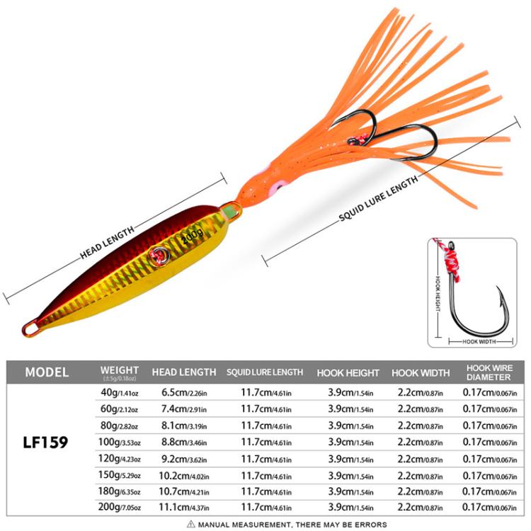 80G PROBEROS LF159 Luminous Bearded Squid Hook Slow Cranking Road Runner Iron Plate Bionic False Bait(A) by PROBEROS