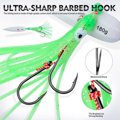 120G PROBEROS LF159 Luminous Bearded Squid Hook Slow Cranking Road Runner Iron Plate Bionic False Bait(B) by PROBEROS
