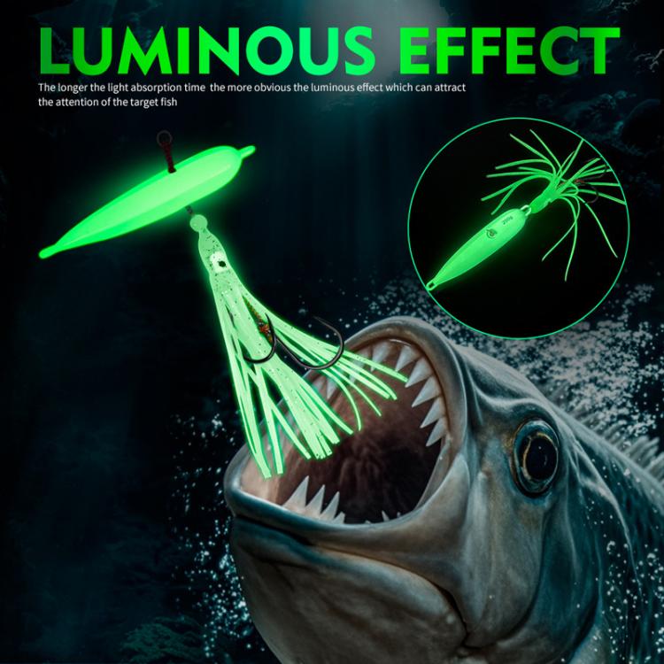 40G PROBEROS LF159 Luminous Bearded Squid Hook Slow Cranking Road Runner Iron Plate Bionic False Bait(D) by PROBEROS