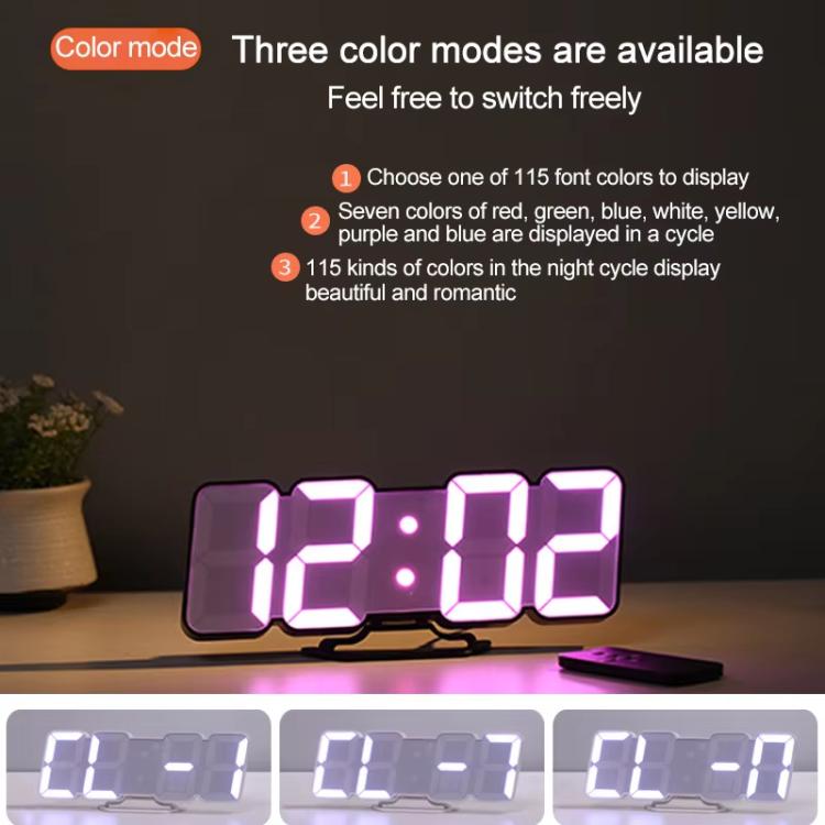 RGB Color Changing 3D Digital Clock With Voice Control, Adjustable Brightness, Temperature Display & Remote, Spec: Ordinary White by bashfashion