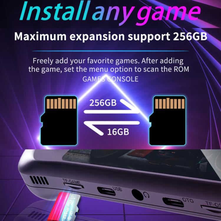 H36S 3.5 Inch IPS HD Screen Retro PSP Game Console Linux System GBA Handheld Video Game Console, Memory: 64G(Purple) by bashfashion