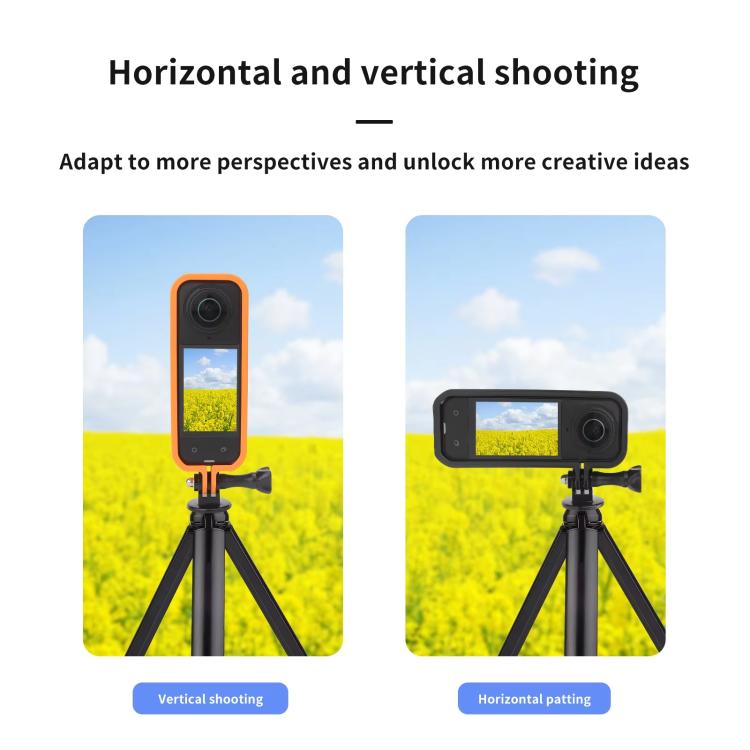 For Insta360 X5 360 Camera CQT Expandable Protective Cage Shockproof Case Vertical Orange by CQT