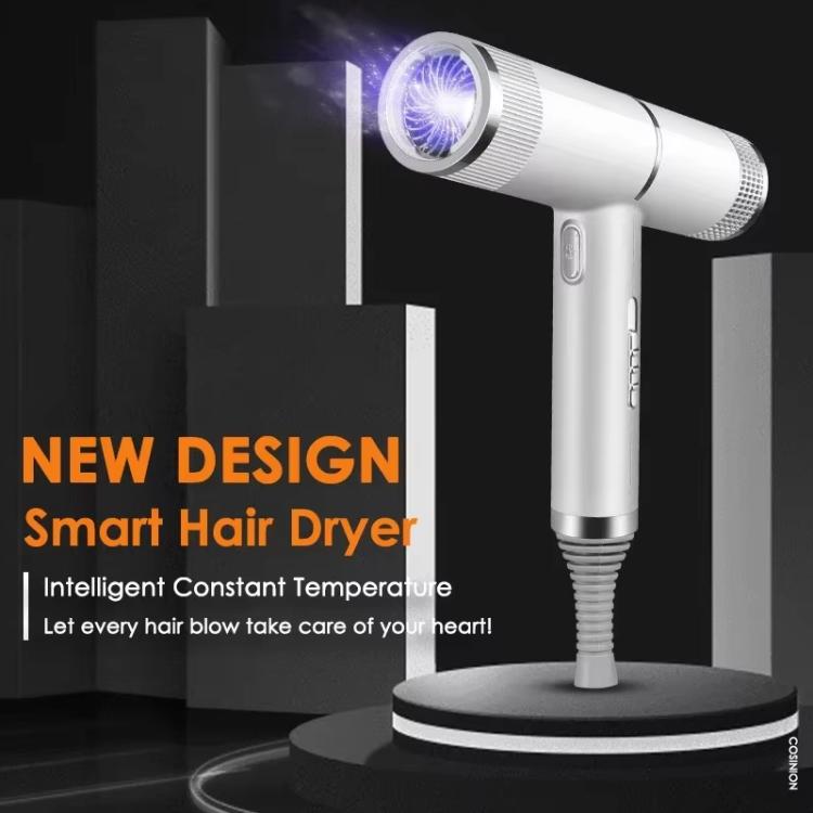 T-Shaped Hair Dryer with Smart Inverter Technology High-Power Blow Dryer for Home & Salon Use US Plug With 3 Nozzles(White) by bashfashion
