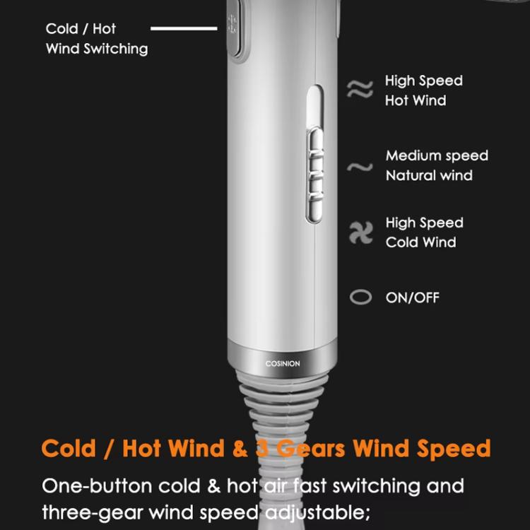 T-Shaped Hair Dryer with Smart Inverter Technology High-Power Blow Dryer for Home & Salon Use UK Plug With 3 Nozzles(White) by bashfashion