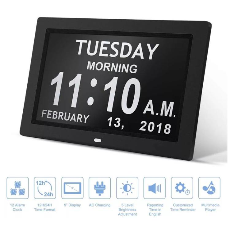 10-Inch Digital Clock With Voice Time Announcement, Auto DST Adjustment, 20 Custom Alarms, 8 Medication Reminders UK Plug White by bashfashion