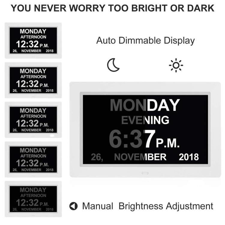 10-Inch Digital Clock With Voice Time Announcement, Auto DST Adjustment, 20 Custom Alarms, 8 Medication Reminders AU Plug Black by bashfashion